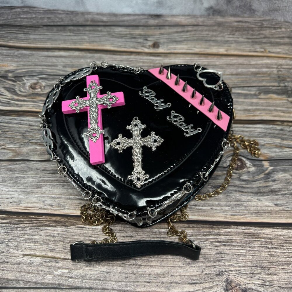 Gothic Heart-Shaped Crossbody Bag NWT​